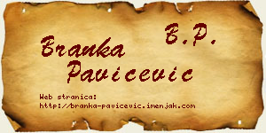 Branka Pavičević vizit kartica